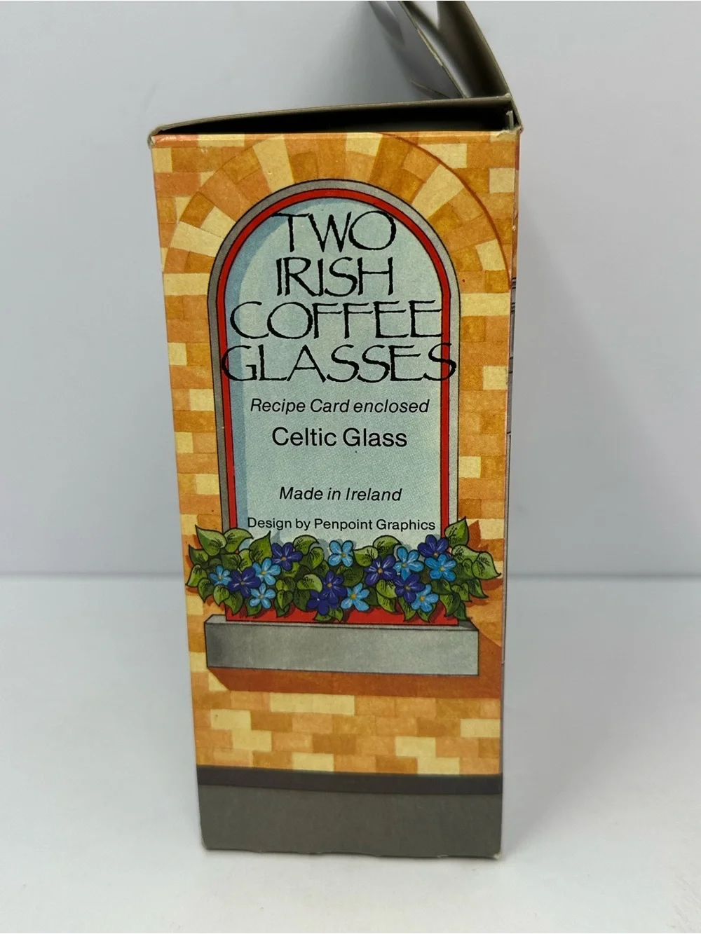 NEW! Vintage Irish Coffee Glasses Set of 2 Decorated w/Recipe V4